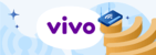 Logomarca da Vivo centralizada em um fundo branco. Do lado direito o símbolo do wi-fi e um desenho de um modem. Fundo azul.