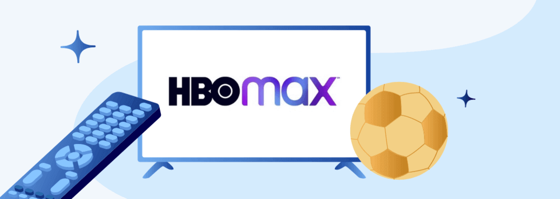controle e tv com logi hbo max e bola de futebol