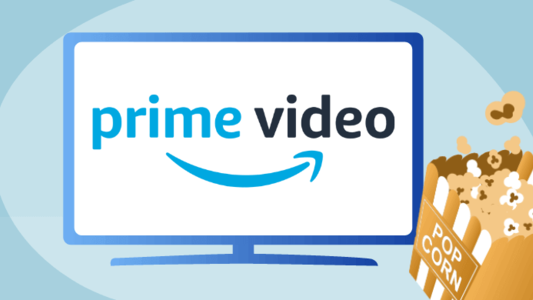 Ilustração de TV com Amazon Prime Video e um pacote de pipoca