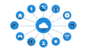 IoT Internet da coisas ícones azul cloud
