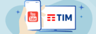 Ilustração de um celular com o app do YouTube e uma TV com a logo da TIM