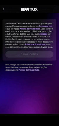 Preencha dados para criar conta